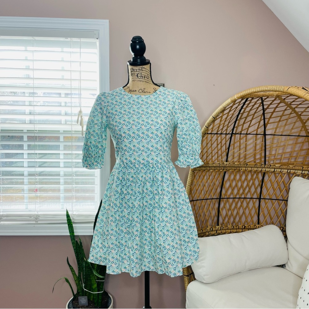 English factory green floral dress